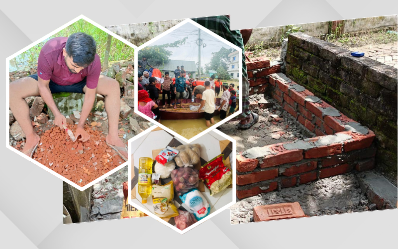 দুর্যোগকালীন ত্রাণ বিতরণ কর্মসূচী।